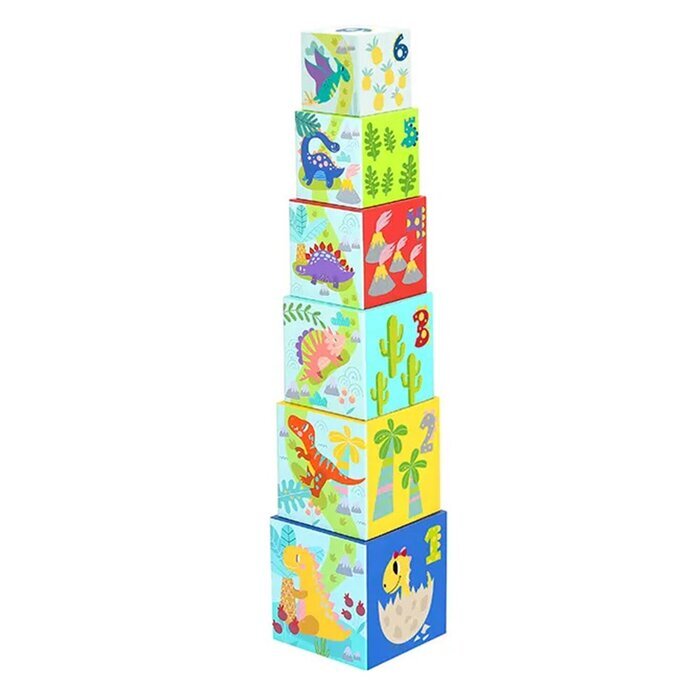 Tooky Toy Co Nesting Boxes - Dinosaur 13x13x13cm