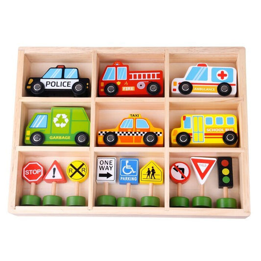 Tooky Toy Co Transport- und Straßenschild-Set 30x22x4cm