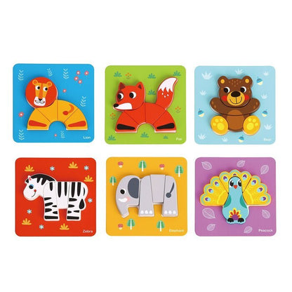 Tooky Toy Co. 6-Zoll-Mini-Tierpuzzle, 17 x 17 x 2 cm