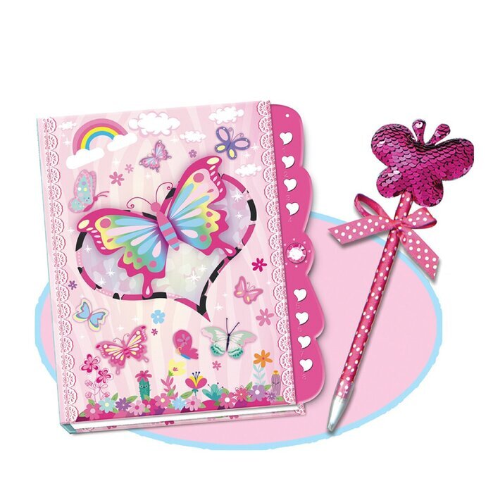 Tokidas Secret Lock Tagebuch und Pom Pom Stift Set – Schmetterling 21x24x4cm