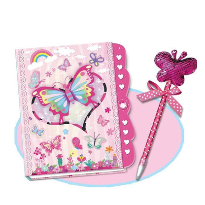 Tokidas Secret Lock Tagebuch und Pom Pom Stift Set – Schmetterling 21x24x4cm