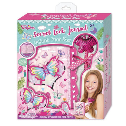 Tokidas Secret Lock Tagebuch und Pom Pom Stift Set – Schmetterling 21x24x4cm