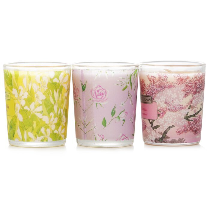 Carroll &amp; Chan 3er Votivkerzen-Set: Sakura, Jasmin, Rose &amp; Cranberry, Ingwerlilie, 3-tlg.