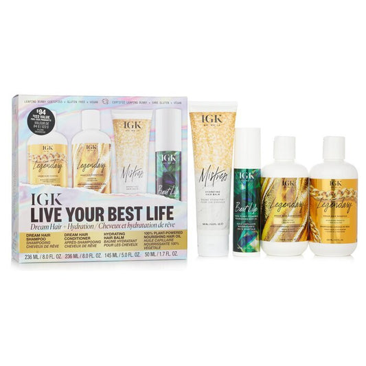 IGK Live Your Best Life – Shampoo, Spülung, Haarbalsam, Haaröl-Set