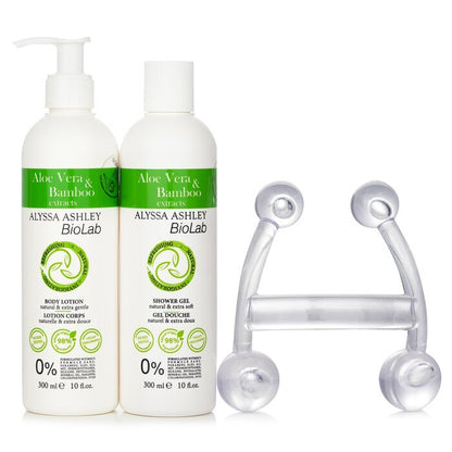 Alyssa Ashley Biolab Aloe Vera & Bamboo Body Lotion + Shower Gel +Massager 3pcs