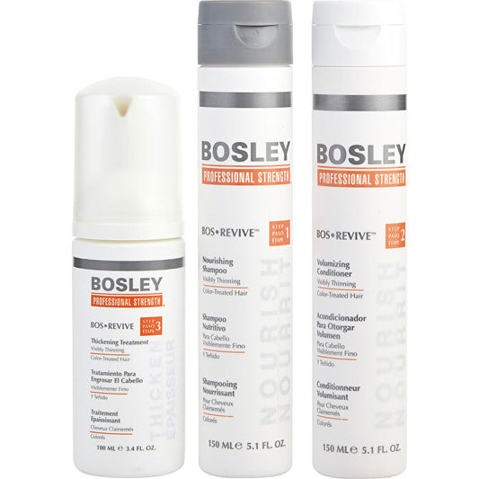 Bosley MD BosRevive Volumizing Color Safe Kit: Pflegendes Shampoo 5,1 oz + Volumen-Conditioner 5,1 oz + Leave-In-Behandlung 3,4 oz, 3-tlg.