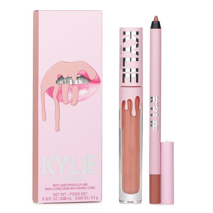 Kylie By Kylie Jenner Matte Lip Kit: Matter flüssiger Lippenstift 3 ml + Lipliner 1,1 g – Nr. 700 Bare, 2 Stück