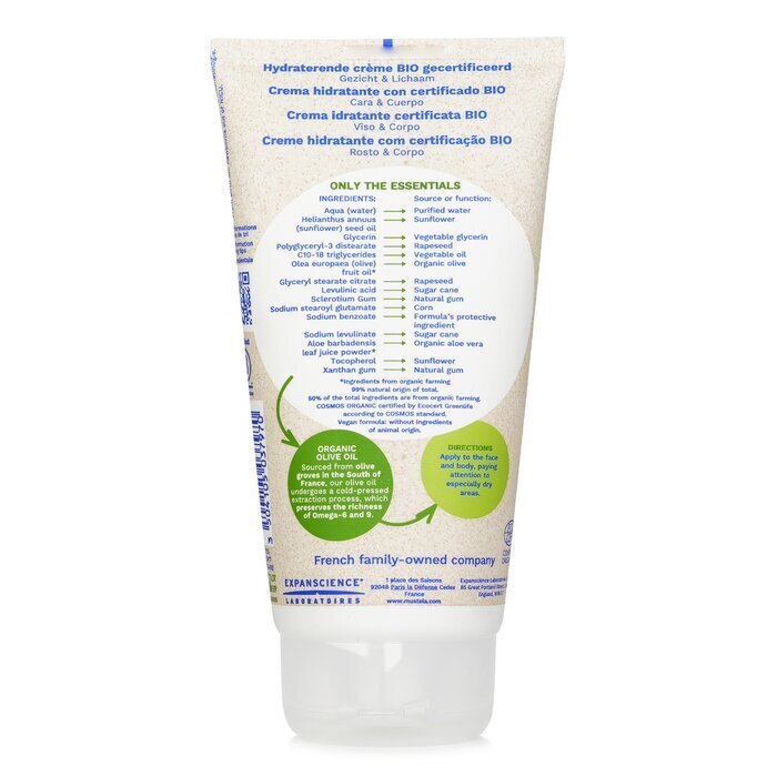 Mustela Bio Feuchtigkeitsspendende Gesichts- und Körpercreme mit Olivenöl (parfümfrei) 150 ml/5 oz