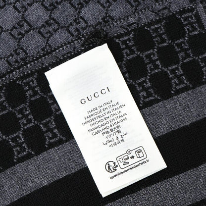 Guccissima-Schal aus Wollgewebe mit GG-Streifen 438253 Schwarz