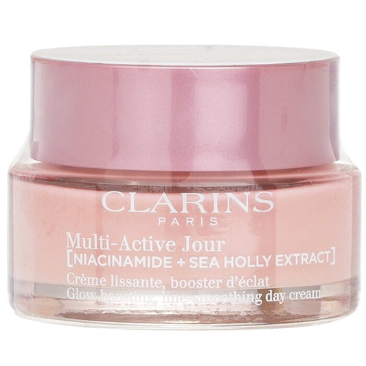 Clarins Multi-Active Jour (Niacinamid + Stranddistel-Extrakt) Glow Boosting Line-Smoothing Tagescreme für trockene Haut, 50 ml