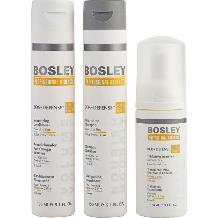 Bosley MD BosDefense Color Safe Starter Kit: Pflegendes Shampoo 5.1 + Volumen-Conditioner 5,1 oz + Leave-In-Behandlung 3,4 oz, 3-tlg.