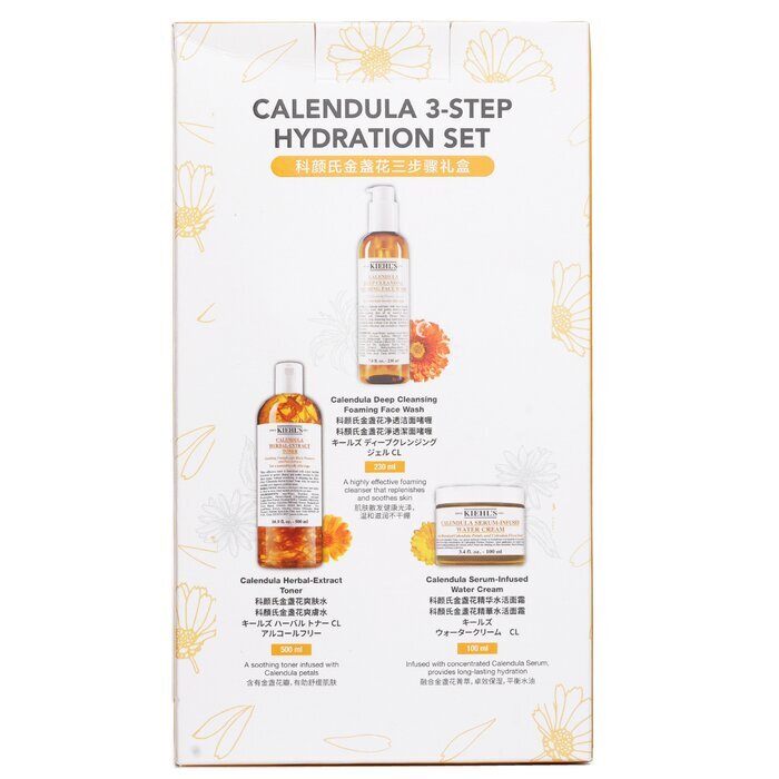 Kiehl's Calendula 3-Stufen-Hydrierungsset: Gesichtsreiniger 230 ml + Toner 500 ml + Wassercreme 100 ml, 3-tlg.