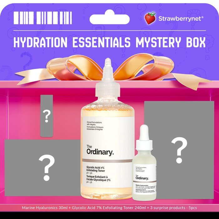 The Ordinary [Hydration Essentials Mystery Box] Marine Hyaluronics 30ml + Glycolic Acid 7% Exfoliating Tone 240ml + 3 Überraschungsprodukte - 5Stk. 5Stk.