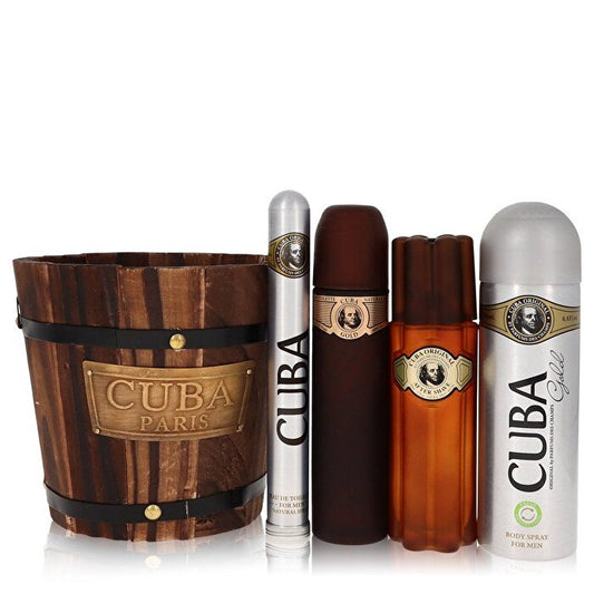 Fragluxe Cuba Gold Gift Set - Eau De Toilette Spray + 1.17 oz Eau De Toilette Spray + 6.7 oz Body Spray + 3.3 oz After Shave