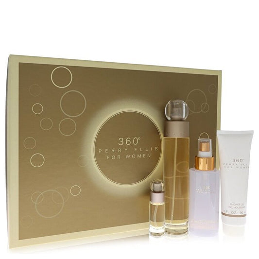 Perry Ellis Perry Ellis 360 Geschenkset – Eau de Toilette Spray + 4 oz Body Mist + 3 oz Duschgel + .25 Mini Eau de Toilette Spray