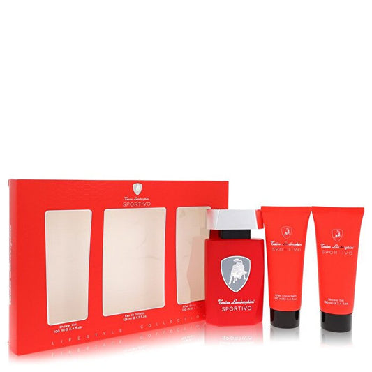 Tonino Lamborghini Lamborghini Sportivo Geschenkset – Eau de Toilette Spray + 3,4 oz Duschgel + 3,4 oz After Shave Balsam