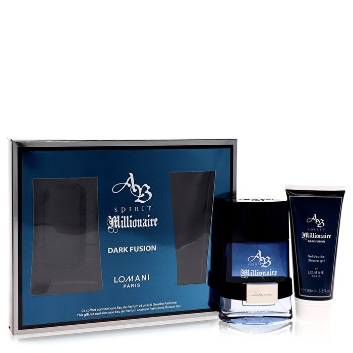 Lomani Spirit Millionaire Dark Fusion Geschenkset – Eau de Parfum Spray + Duschgel